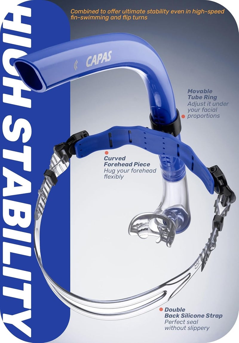 Capas Training Swim Snorkel for Lap Swimming, Swivel Headband Ultimate Fit Center-Mount Swimmers Snorkel with Liquid Silicone Mouthpiece Adjustable Strap, Designed for Adult Men Women - Image 4